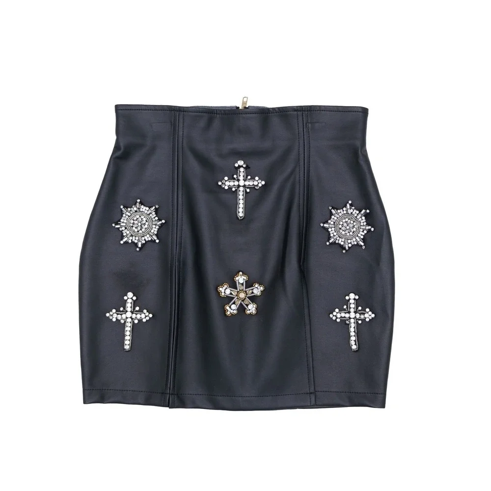 The Dolls House Embellished‎ Faux Leather Mini Skirt – Size M